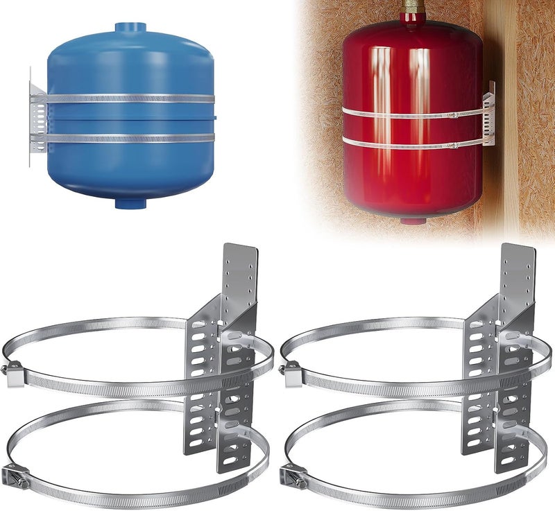 Dashu 2 Set Expansion Tank Mounting Bracket for Hot Water Heater,Thermal Expansion Tank Holder with 2 Earthquake Straps,Support 5-Gallon Hot Water Tanks up to 13 inches in Diameter - Image 1